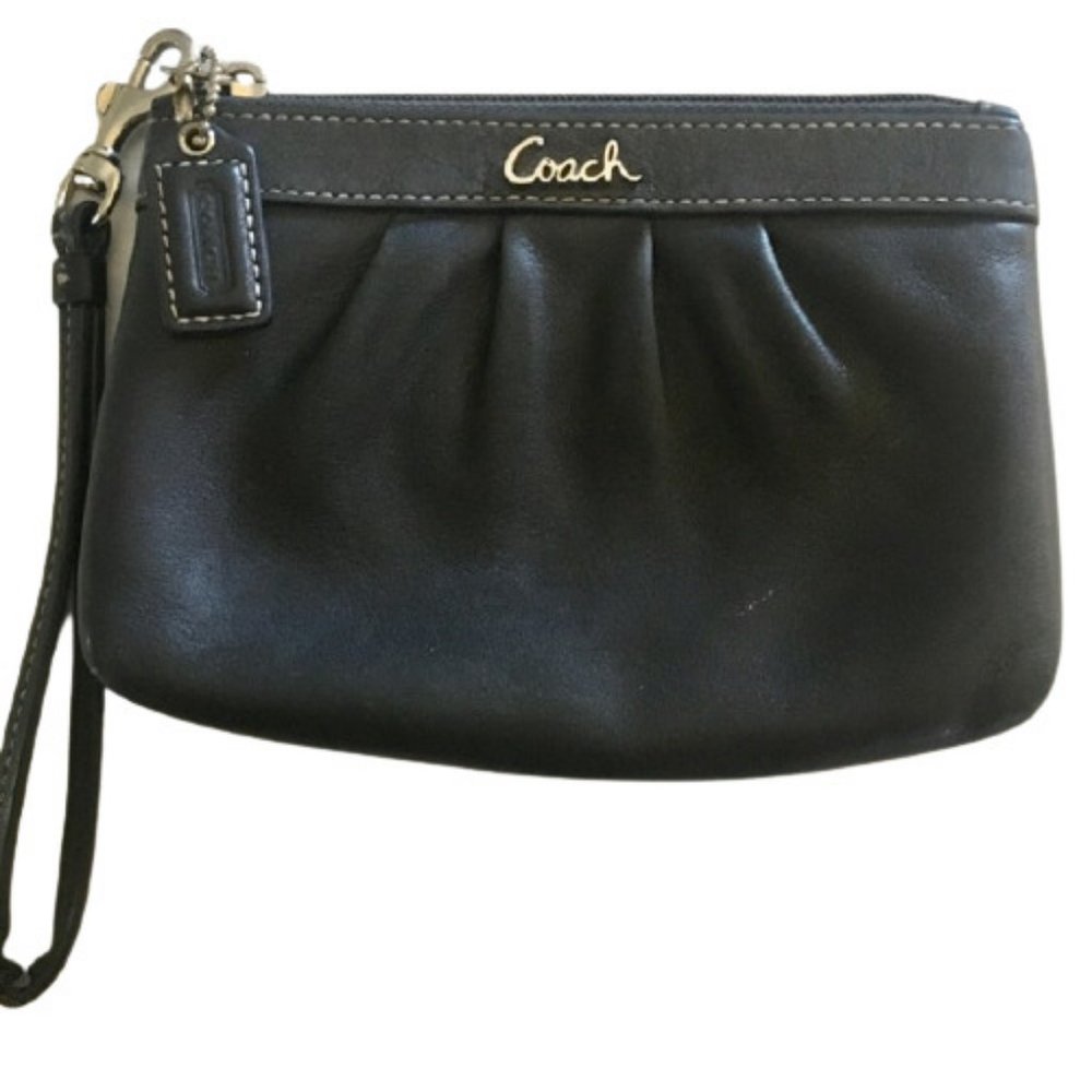 Coach Wristlet Black Leather Clutch